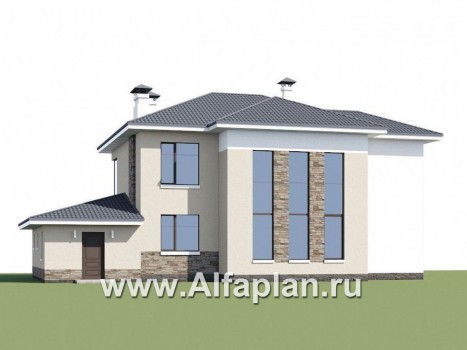 Проекты домов Альфаплан - «Меркурий» - стильный коттедж с большой террасой и балконом - превью дополнительного изображения №1