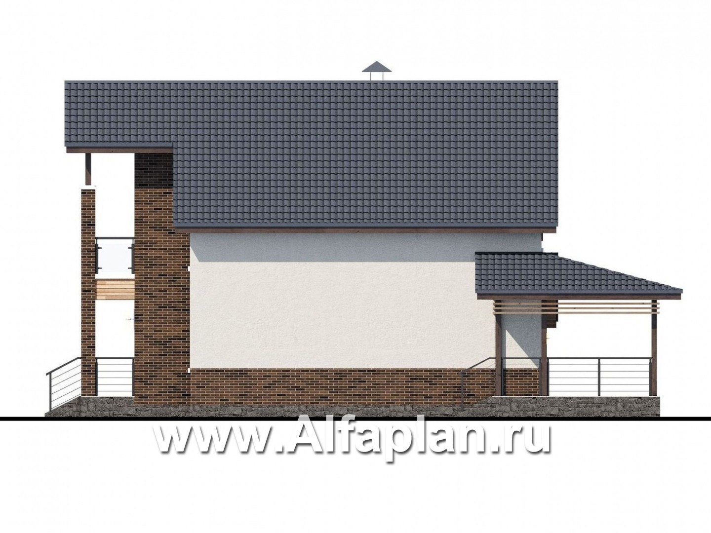 «Галс» - проект дома с мансардой, планировка с мастер спальней, со вторым светом и с террасой, с гаражом на 2 авто - фасад дома