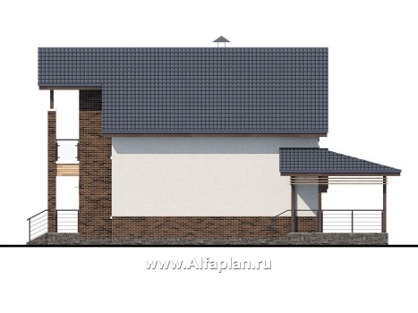 «Галс» - проект дома с мансардой, планировка с мастер спальней, со вторым светом и с террасой, с гаражом на 2 авто - превью фасада дома