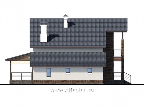 «Галс» - проект дома с мансардой, планировка с мастер спальней, со вторым светом и с террасой, с гаражом на 2 авто - превью фасада дома