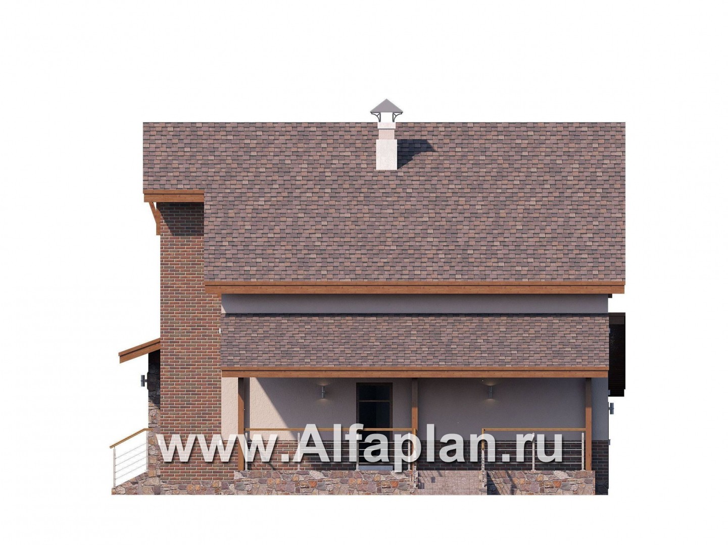 Проекты домов Альфаплан - «Регата» - комфортный дом в стиле шале с террасой и гаражом - изображение фасада №2