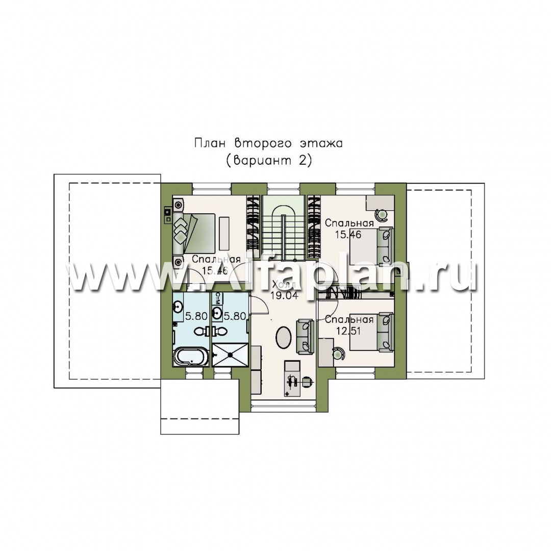 Проекты домов Альфаплан - «Регата» - комфортный дом в стиле шале с террасой и гаражом - изображение плана проекта №3