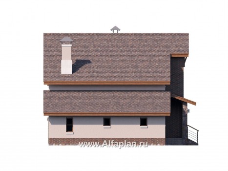Проекты домов Альфаплан - «Регата» - комфортный дом в стиле шале с террасой и гаражом - превью фасада №3