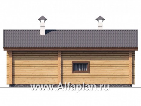 Проекты домов Альфаплан - Баня из клееного бруса с красивым эркером - превью фасада №4