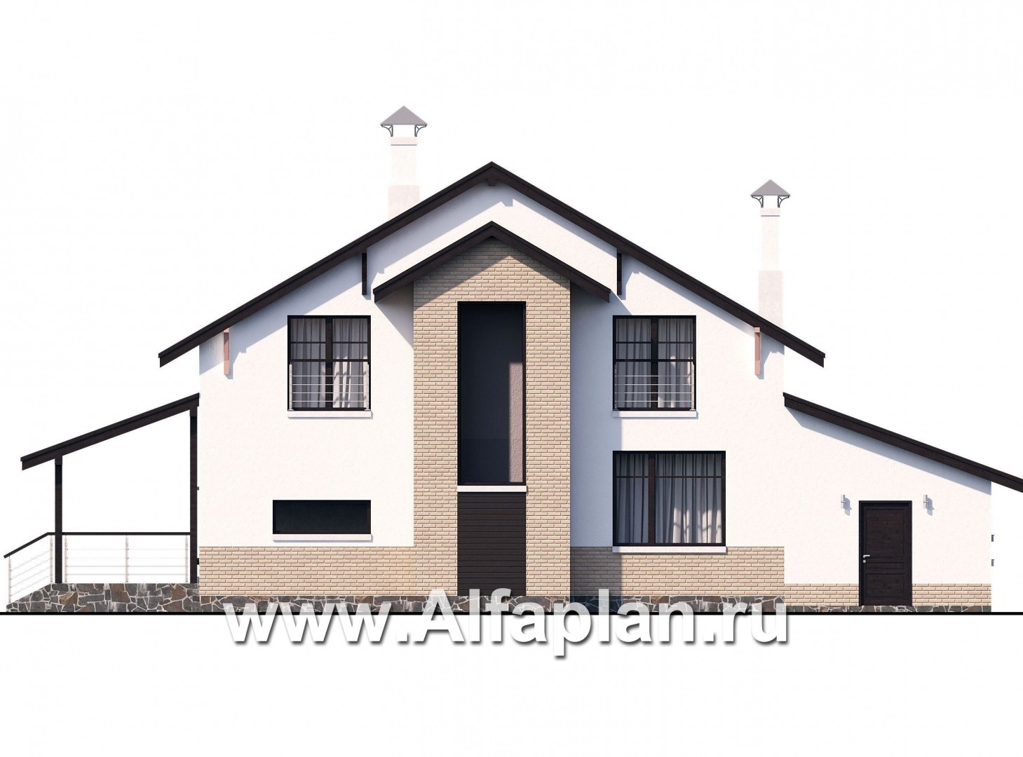 Проекты домов Альфаплан - «Клипер» - комфортный палн дома, двускатная крыша - изображение фасада №4