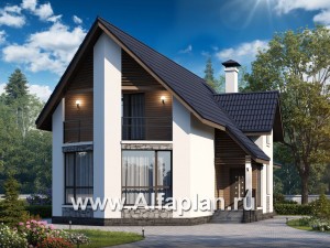 Превью проекта ««Якорь» - проект дома с мансардой, с террасой оригинальной формы, в скандинавском стиле»