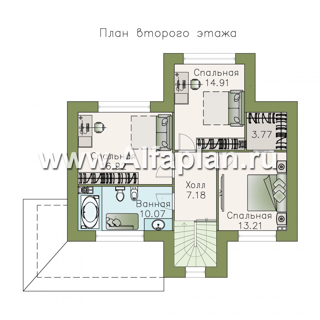 Проекты домов Альфаплан - «Жемчужина» - небольшой изысканный коттедж с удобной планировкой - план проекта №2