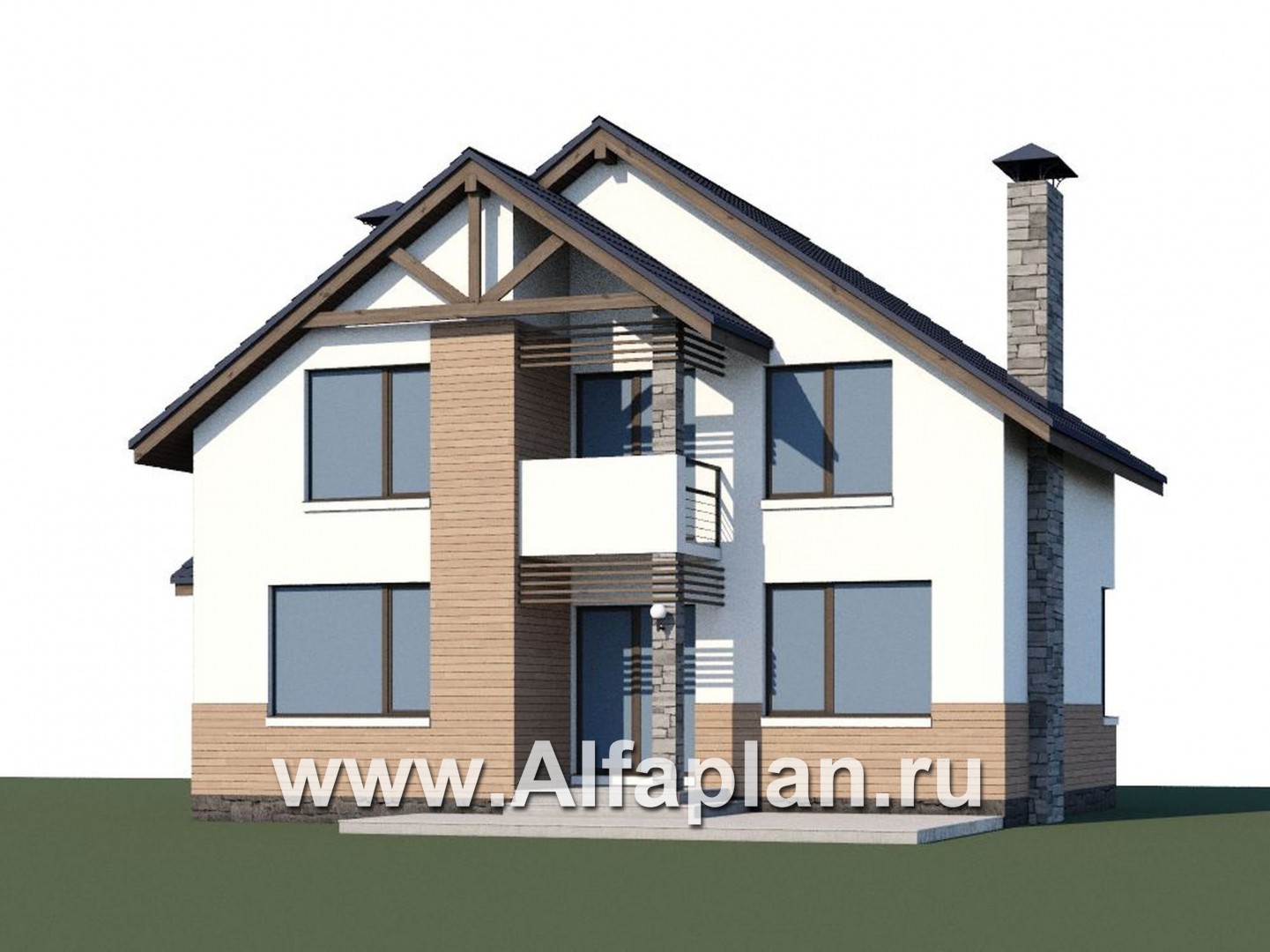 Проекты домов Альфаплан - Кирпичный дом «Валаам» с мансардой - дополнительное изображение №1