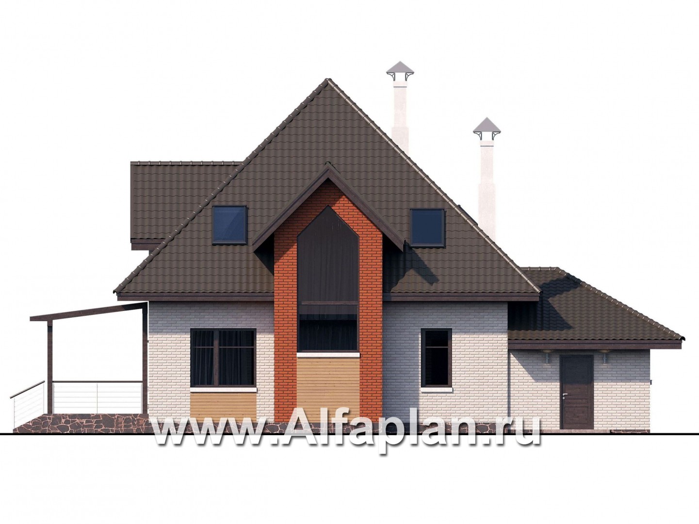 Проекты домов Альфаплан - «Арктур»  - современный мансардный дом - изображение фасада №4