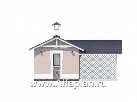 Проекты домов Альфаплан - Блок SPA с навесом для машины для небольшой усадьбы - превью фасада №1