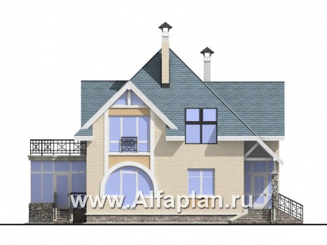 Проекты домов Альфаплан - Коттедж с окнами верхнего света - превью фасада №3