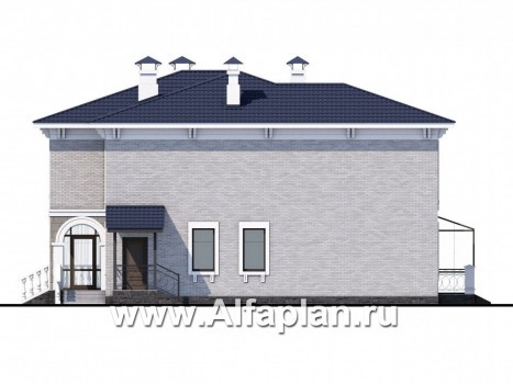 «Меньшиков» - проект двухэтажного дома, с террасой,вилла в стиле эклектика - превью фасада дома