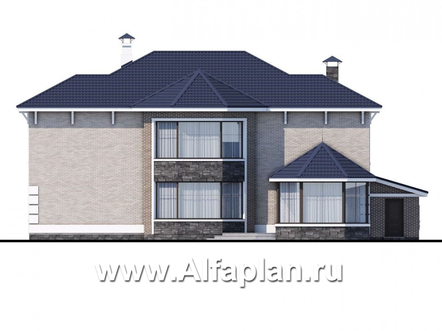 Проекты домов Альфаплан - «Воронцов» - комфортабельная вилла для большой семьи - изображение фасада №4
