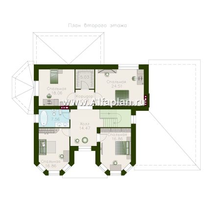 «Амбиент» - проект двухэтажного дома с двумя эркерами в стиле замка, с террасой и с гаражом - превью план дома