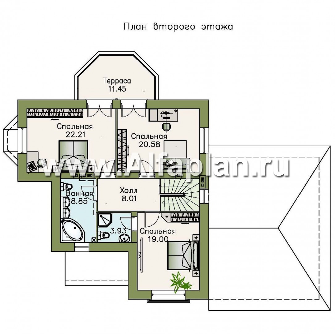 Проекты домов Альфаплан - «Приорат»- элегантный проект коттеджа - изображение плана проекта №2
