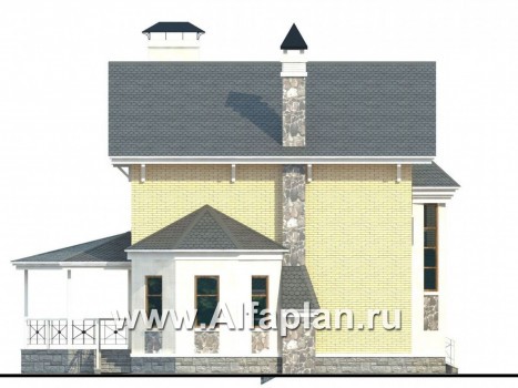 Проекты домов Альфаплан - «Лидер» - рациональный проект дома с навесом для машины - превью фасада №3