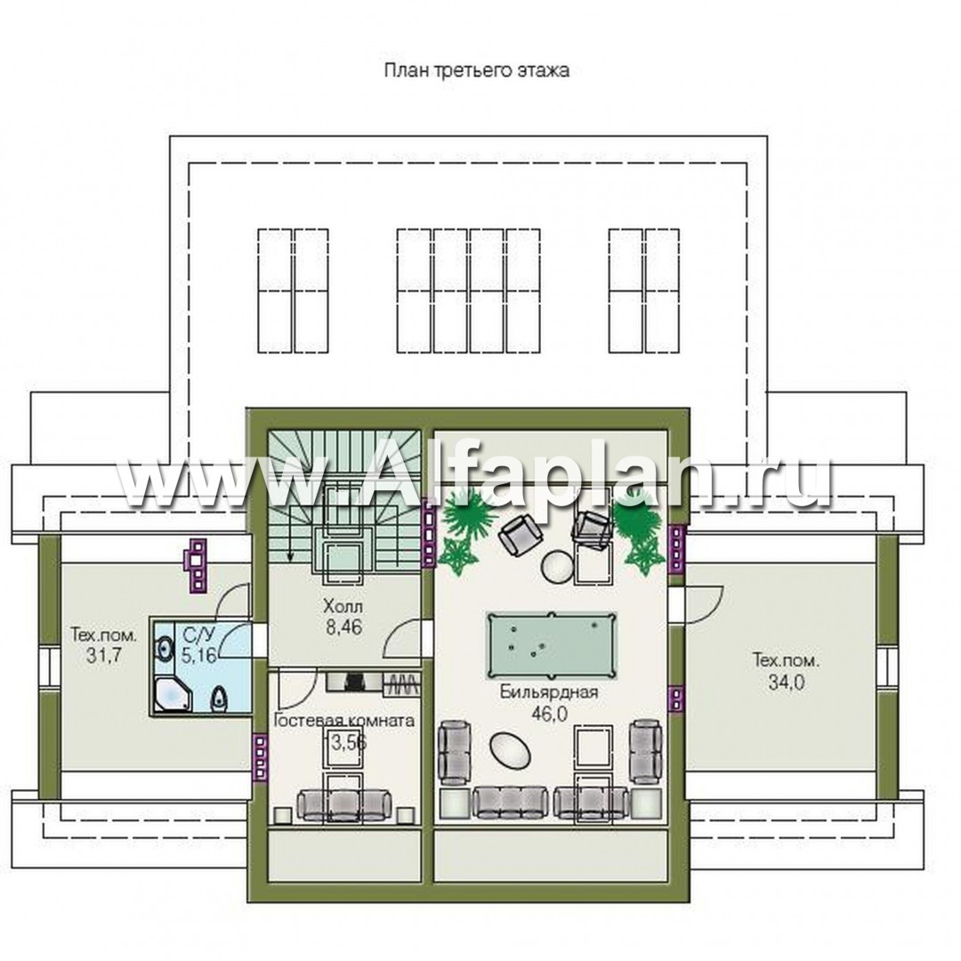 Проекты домов Альфаплан - «Поместье» - элитный коттедж в классическом стиле - изображение плана проекта №4