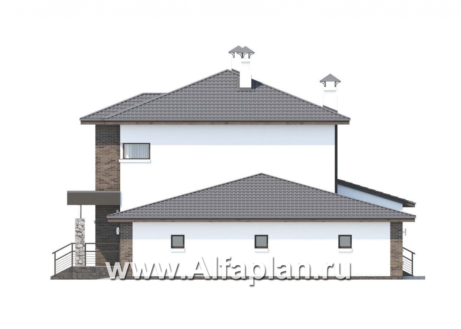 Проекты домов Альфаплан - «Приоритет» - современный экономичный дом с гаражом - изображение фасада №2