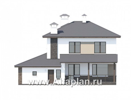 Проекты домов Альфаплан - «Приоритет» - современный экономичный дом с гаражом - превью фасада №4