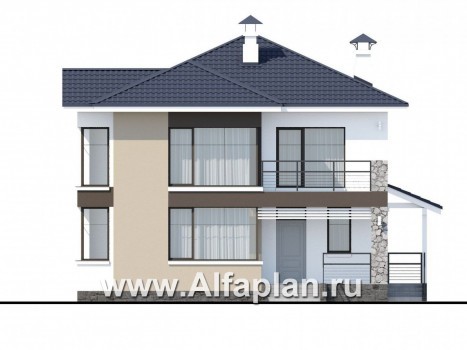 Проекты домов Альфаплан - «Лотос» - проект современного двухэтажного дома - превью фасада №1
