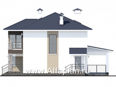Проекты домов Альфаплан - «Лотос» - проект современного двухэтажного дома - превью фасада №2