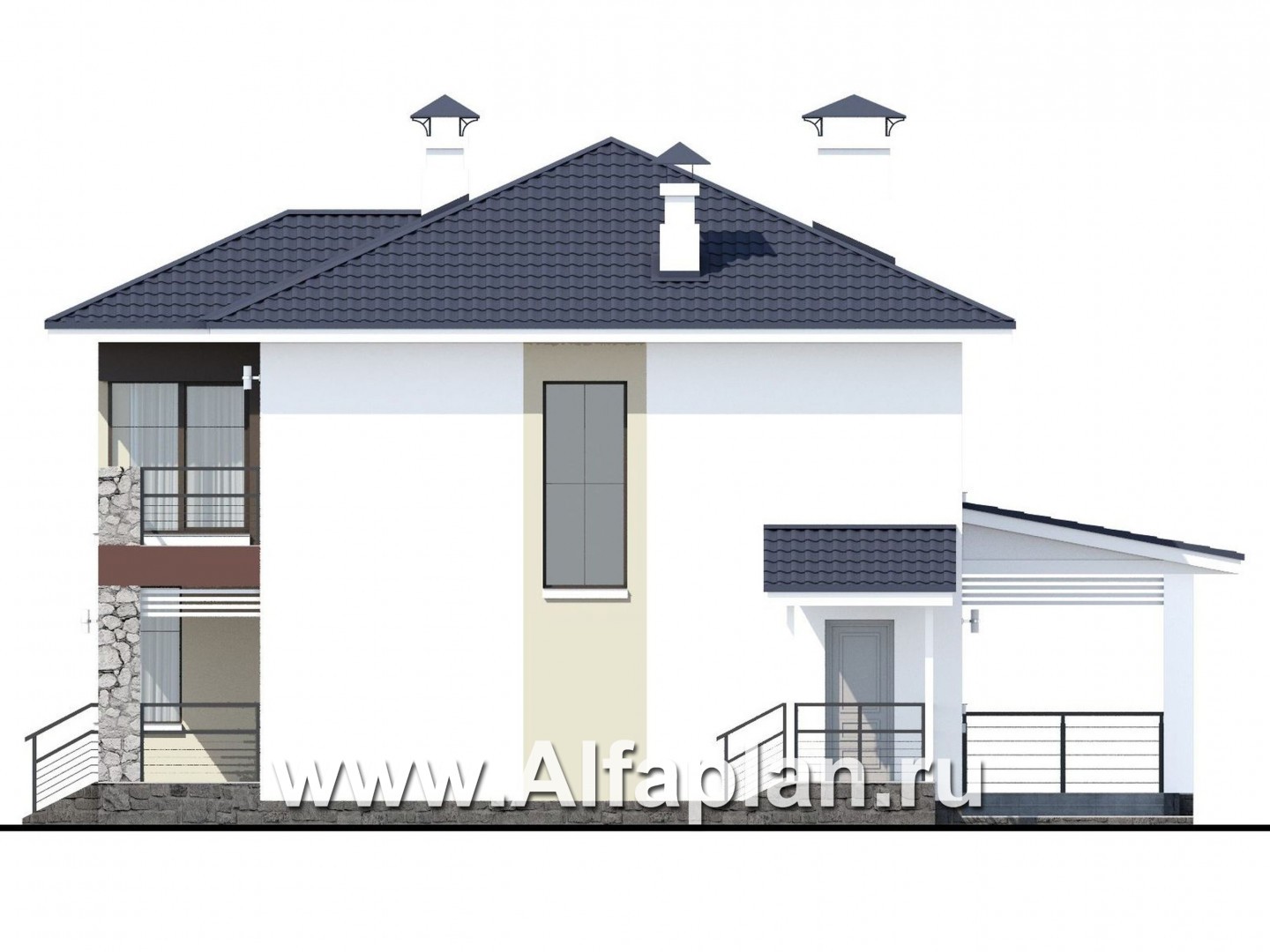 Проекты домов Альфаплан - «Лотос» - компактный современный двухэтажный дом - изображение фасада №2