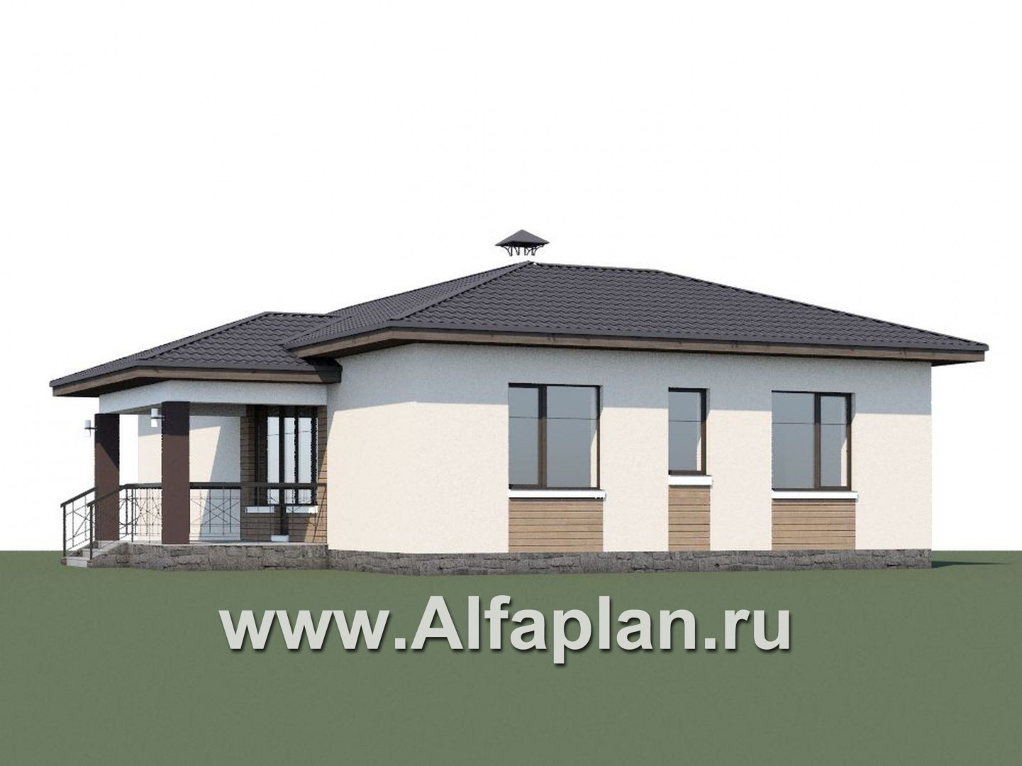 Проекты домов Альфаплан - «Пассия» -  проект одноэтажного дома, с террасой и с гаражом - дополнительное изображение №1