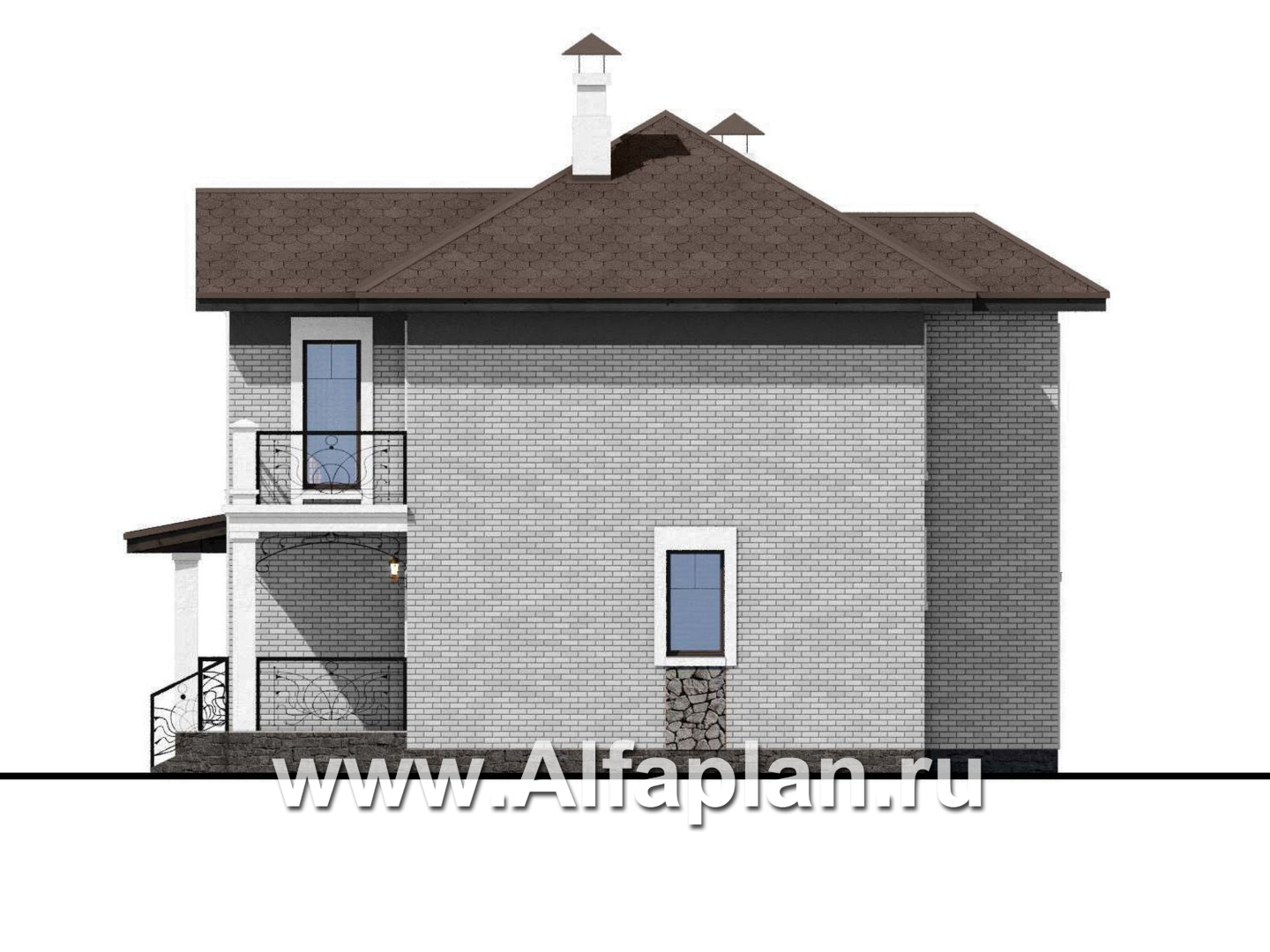 Проекты домов Альфаплан - «Модерн» - изящный коттедж в стиле Серебряного века - изображение фасада №2