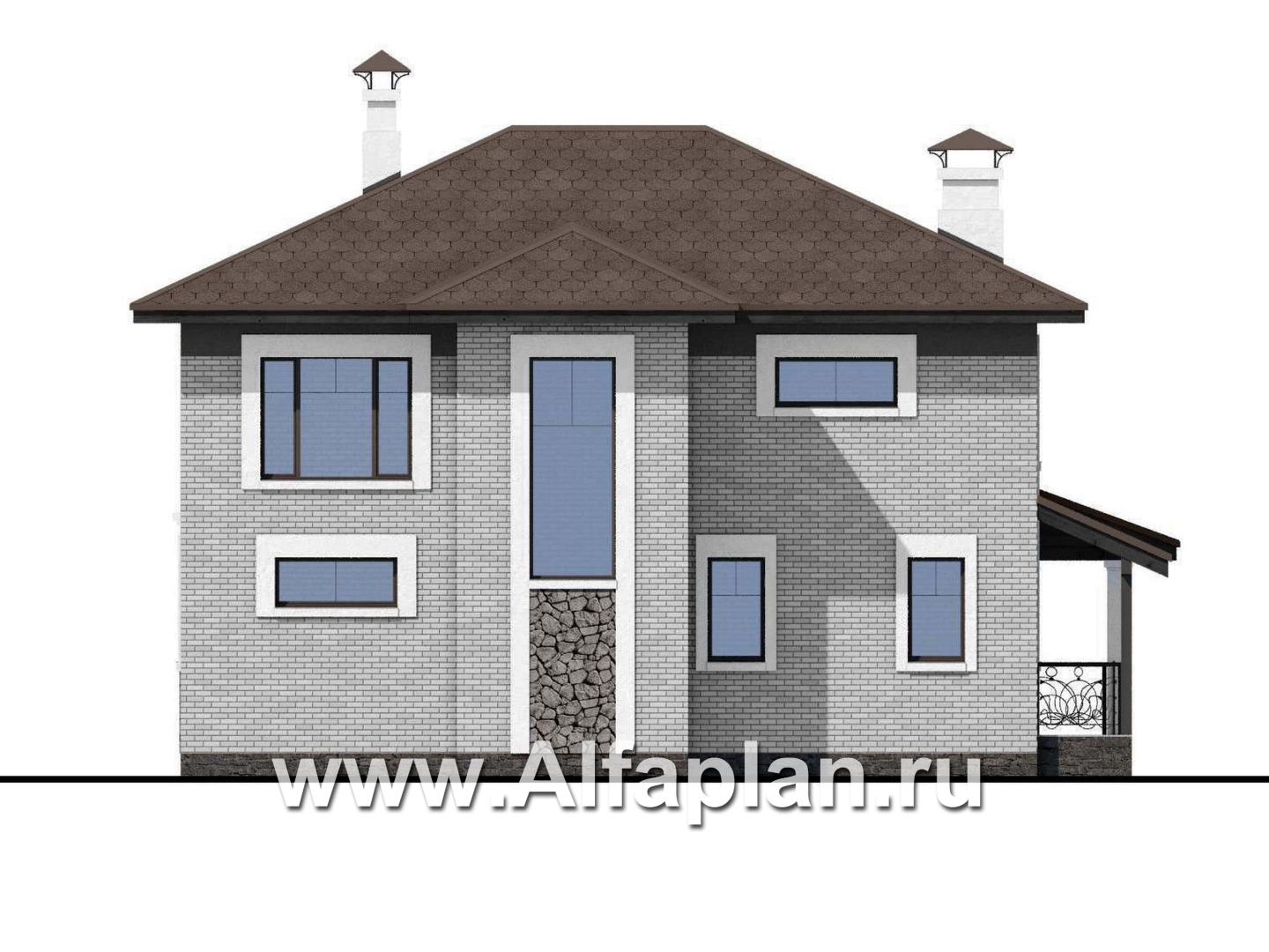 Проекты домов Альфаплан - «Модерн» - изящный коттедж в стиле Серебряного века - изображение фасада №4