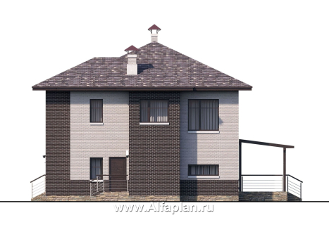 «Эндорфин» - проект двухэтажного дома, в современном стиле, планировка с сауной и с террасой - превью фасада дома
