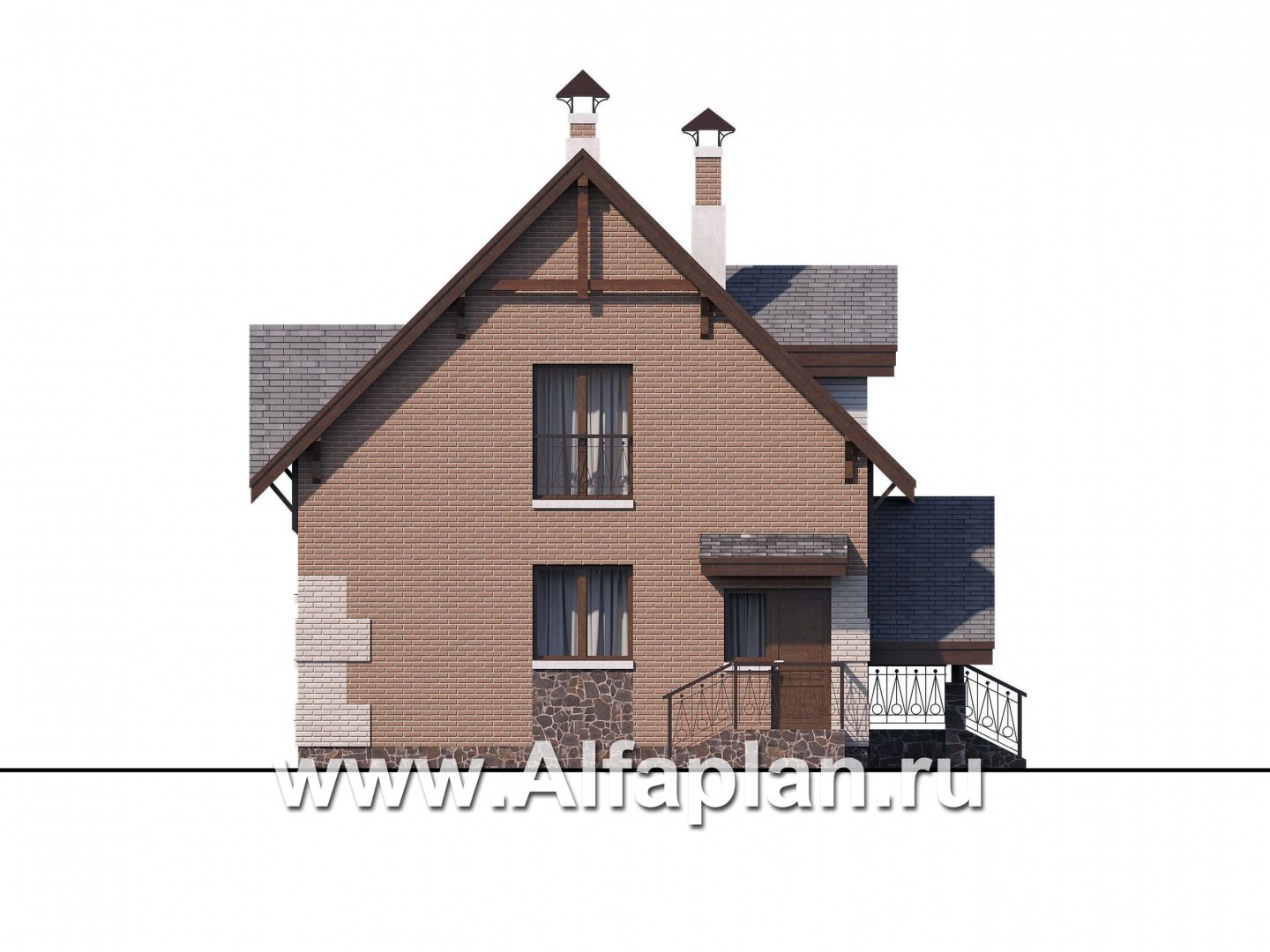 Проекты домов Альфаплан - «Улыбка» - компактный загородный дом - изображение фасада №3