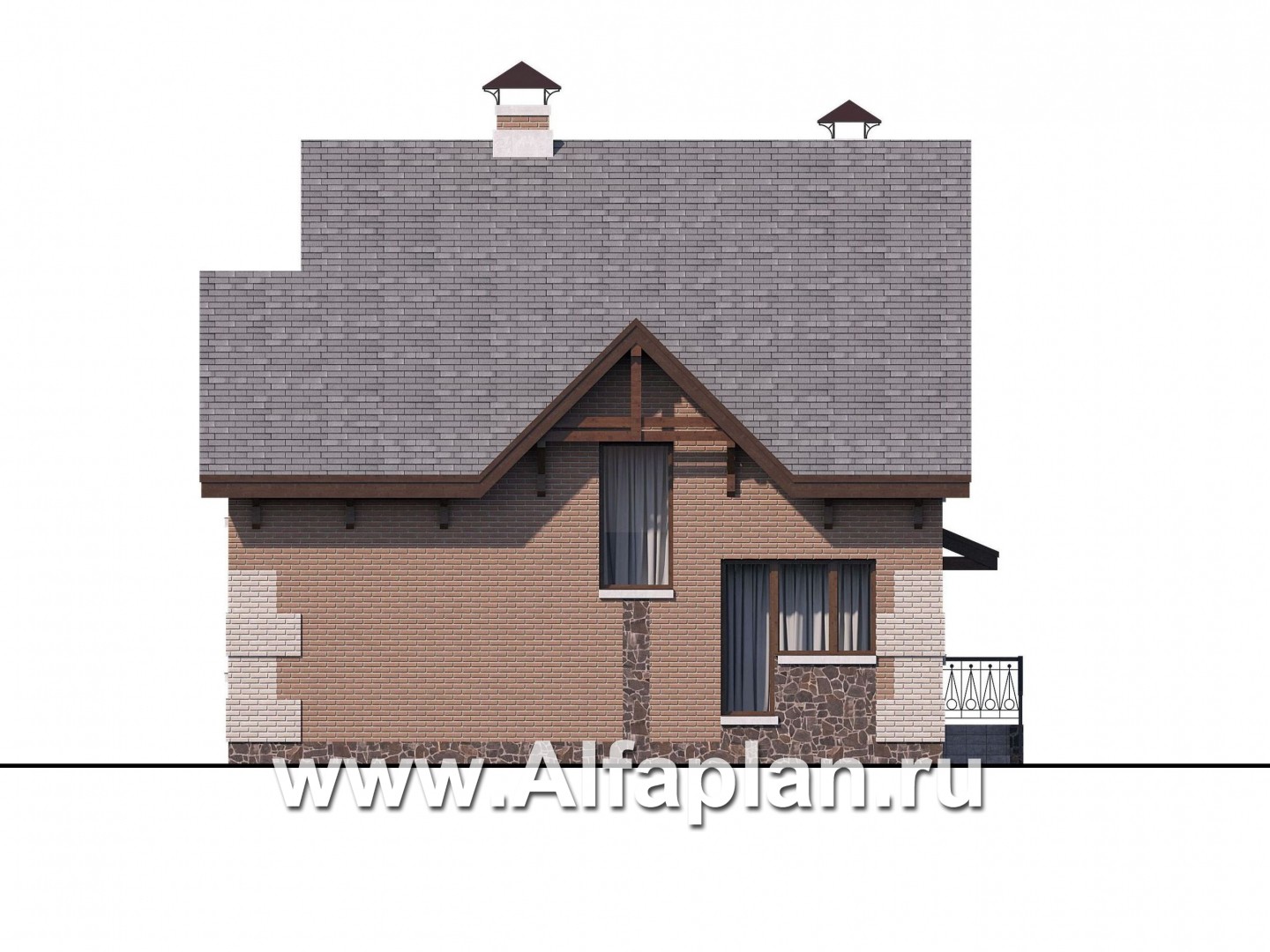 Проекты домов Альфаплан - «Улыбка» - компактный загородный дом - изображение фасада №4