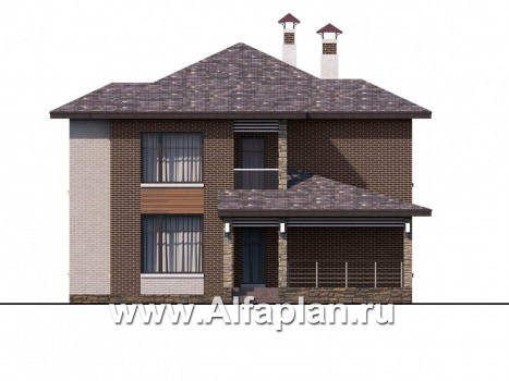 Проекты домов Альфаплан - «Эридан» - современный стильный дом с террасой - превью фасада №4