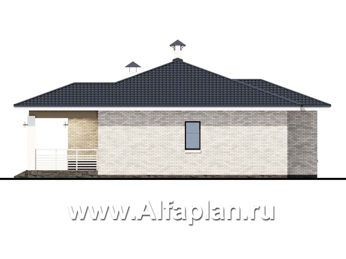 Проекты домов Альфаплан - «Эрато» - современный одноэтажный коттедж с террасой - изображение фасада №2