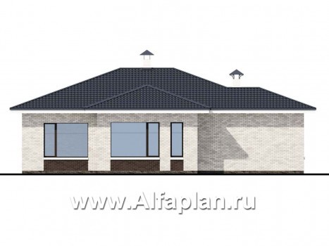 Проекты домов Альфаплан - «Эрато» - современный одноэтажный коттедж с террасой - превью фасада №4