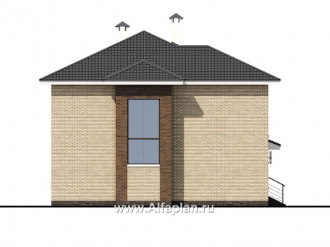 Проекты домов Альфаплан - «Роман с камнем» — двухэтажный коттедж с террасой при входе - превью фасада №3