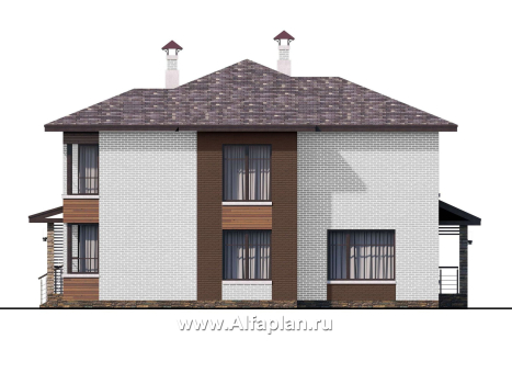 Проекты домов Альфаплан - «Эридан» - современный стильный дом с двусветной гостиной - превью фасада №2