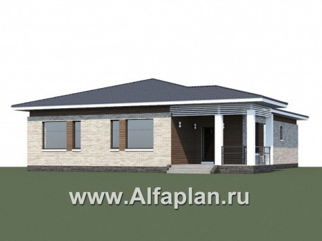 Проекты домов Альфаплан - «Днестр» - одноэтажный коттедж с большим гаражом и террасой - превью дополнительного изображения №1