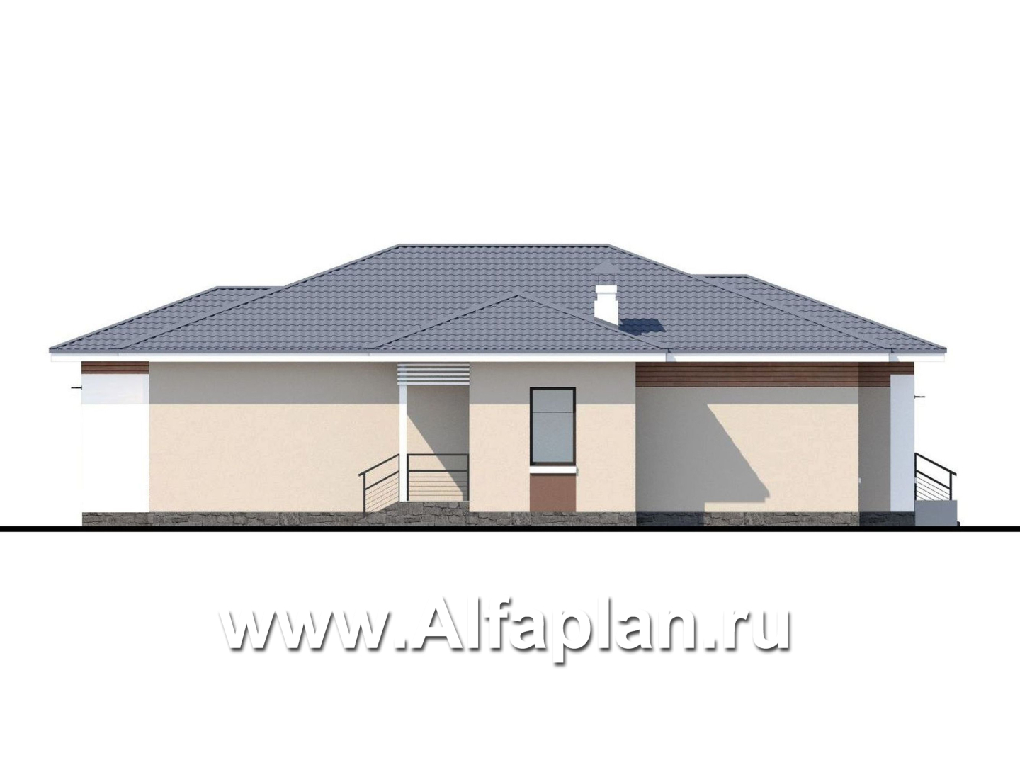 Проекты домов Альфаплан - «Калипсо» - комфортабельный одноэтажный дом с большим гаражом - изображение фасада №3