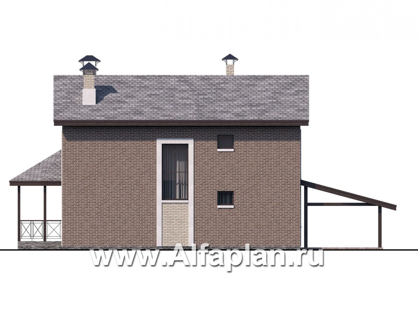 Проекты домов Альфаплан - «Притяжение» - красивый коттедж из газобетонас эркером и террасой-беседкой - изображение фасада №4