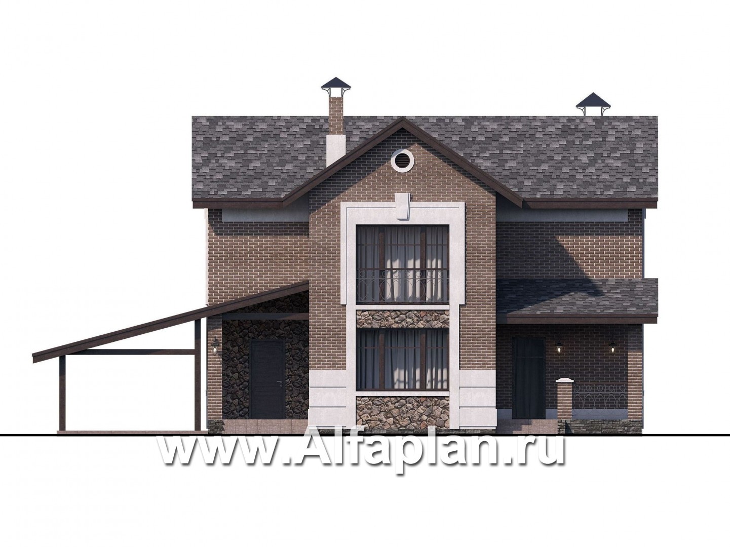 Проекты домов Альфаплан - «Каменка» - компактный экономичный дом в ретро-стиле - изображение фасада №1