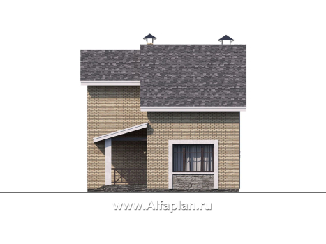 Проекты домов Альфаплан - «Ижора» - небольшой классический дом с двускатной кровлей - превью фасада №2