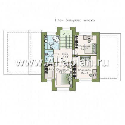 Проекты домов Альфаплан - Уютный загородный дом с двускатной кровлей - превью плана проекта №2