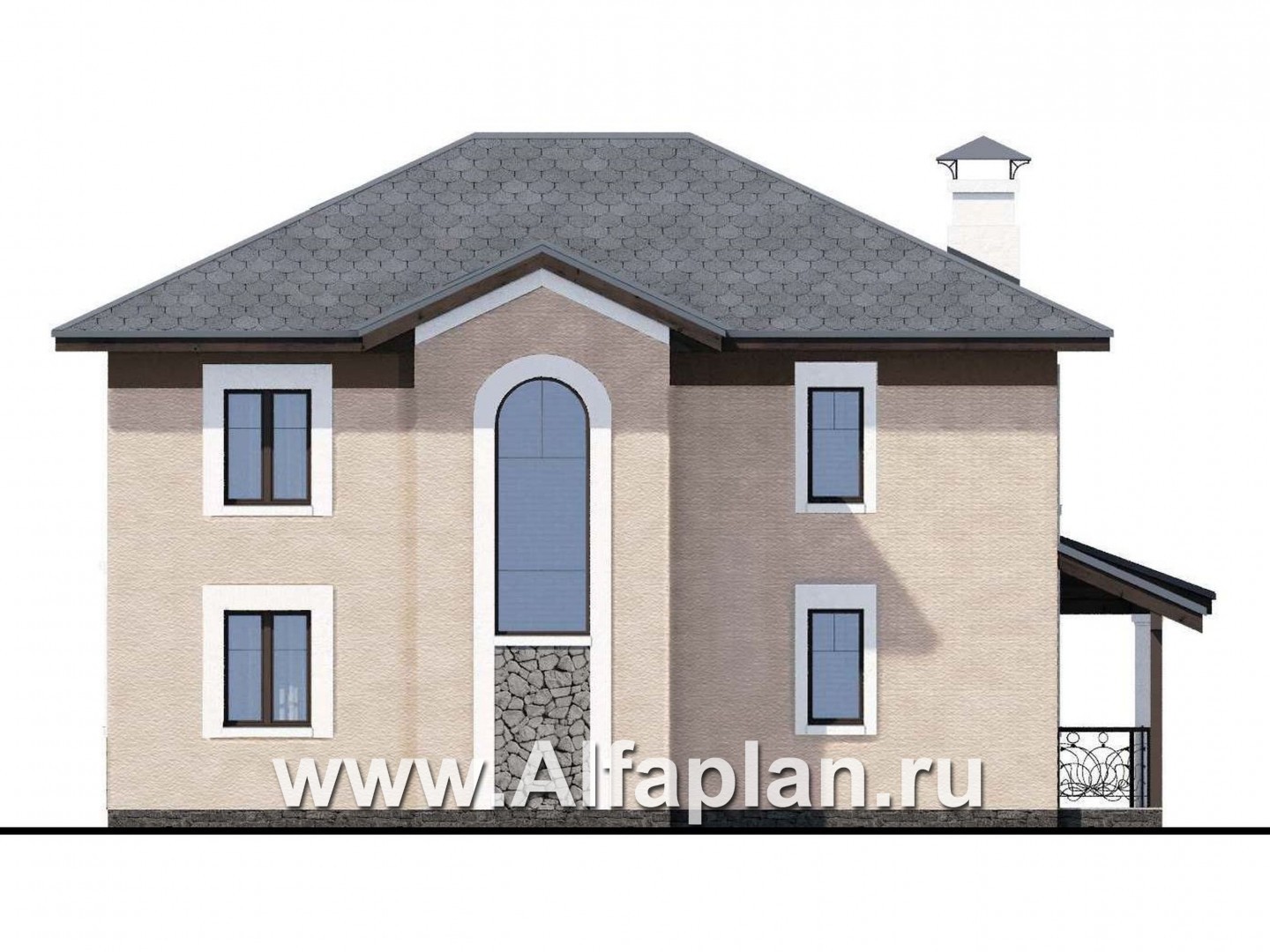 Проекты домов Альфаплан - «Модерн» - каркасный дом в стиле начала 20-го века - изображение фасада №4