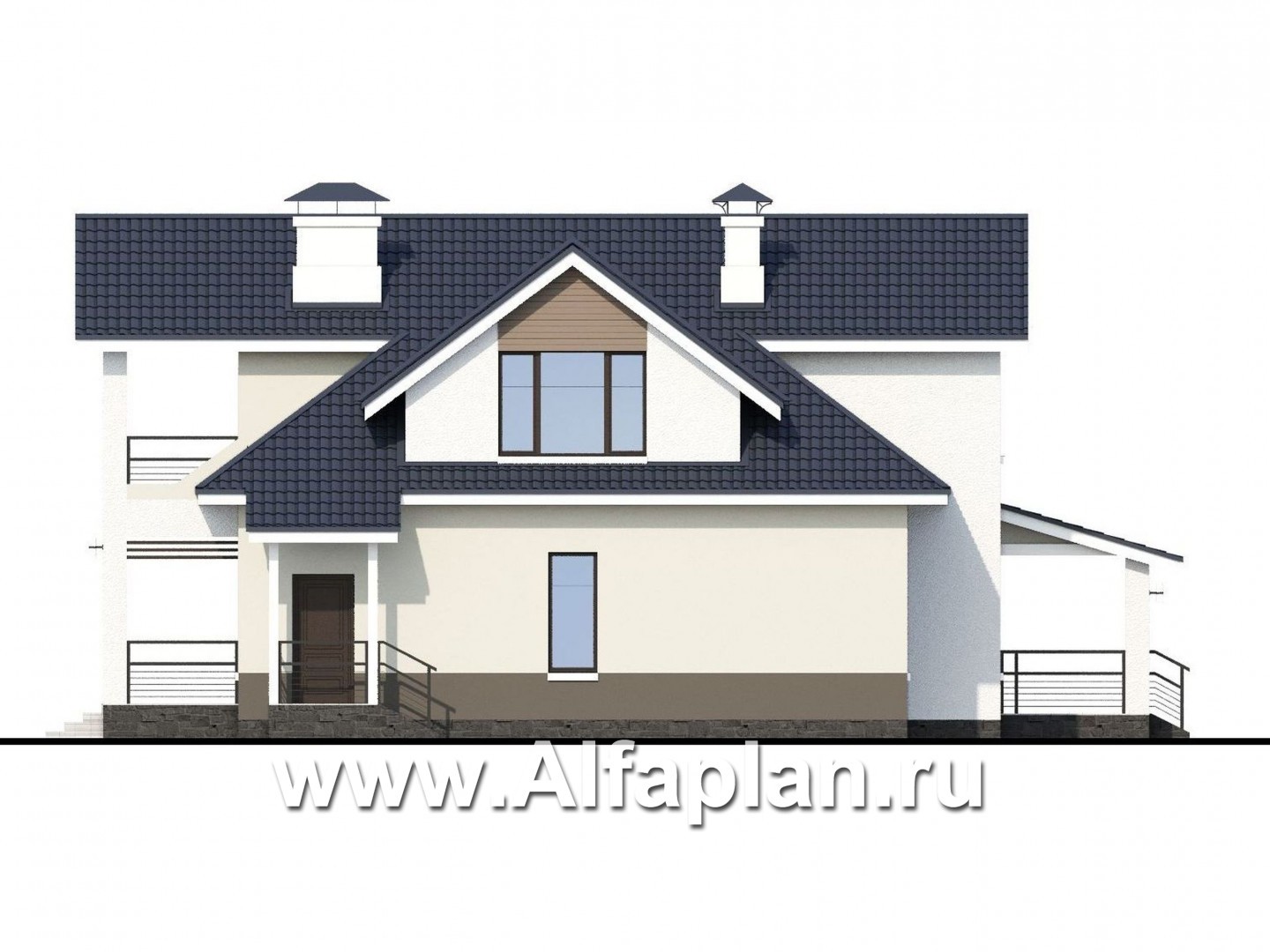Проекты домов Альфаплан - «Кластер Персея» - дом с двумя жилыми комнатами на 1 эт и с мансардой - изображение фасада №2