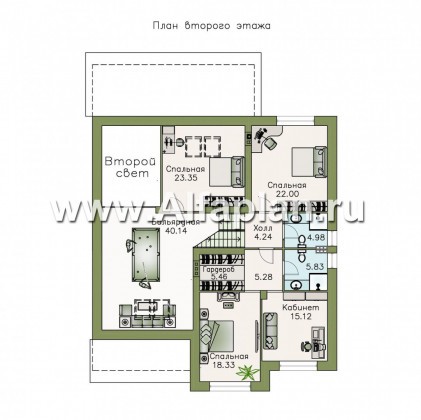 Проекты домов Альфаплан - «Мажестик» - современный коттедж в полтора этажа с гаражом - превью плана проекта №2
