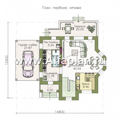 Проекты домов Альфаплан - «Pro vita» - компактный дом с удобной планировкой - превью плана проекта №1