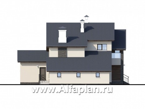 Проекты домов Альфаплан - «Альтернатива Хиггса» - современный дом с гаражом и верандой - превью фасада №3