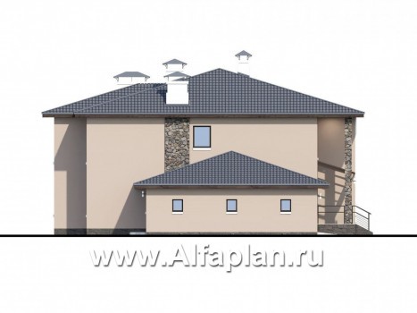 Проекты домов Альфаплан - «Семь звезд» - современный коттедж с панорамными окнами и гаражом - превью фасада №3
