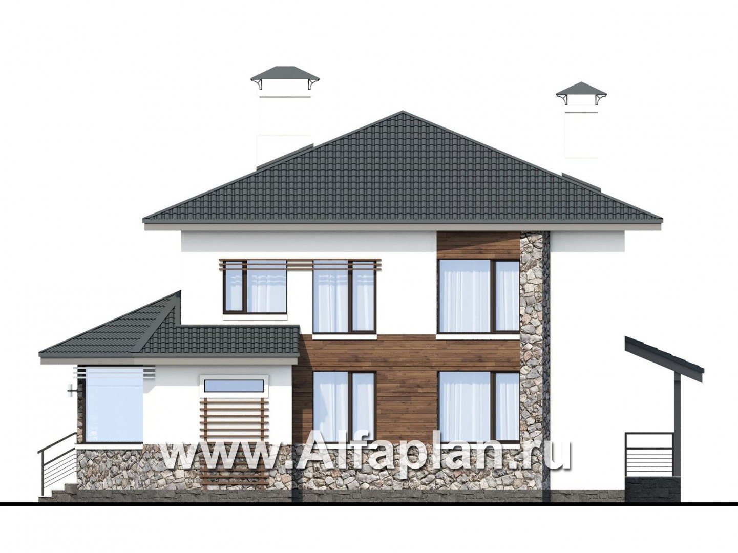 Проекты домов Альфаплан - Здание управления коттеджного поселка - изображение фасада №2